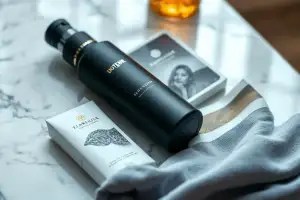Luxus-Produktfotografie auf Marmor und Leinen, natürliches Licht, Premium-Flatlay in 8K-Qualität