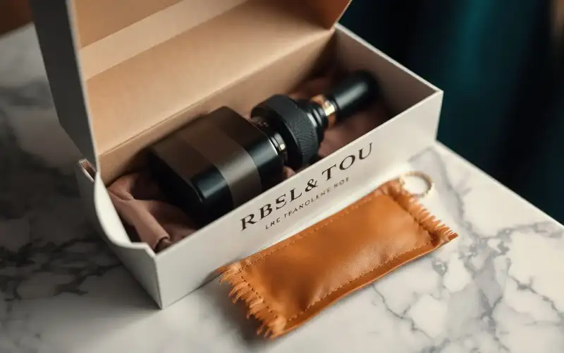 Luxus-Produktfotos auf Marmor und Leinen im Stil von About You, Otto und Breuninger