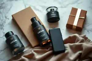 Luxus-Produktarrangement auf Marmor mit natürlichem Licht – Kaufentscheidung bei Premium-Produkten